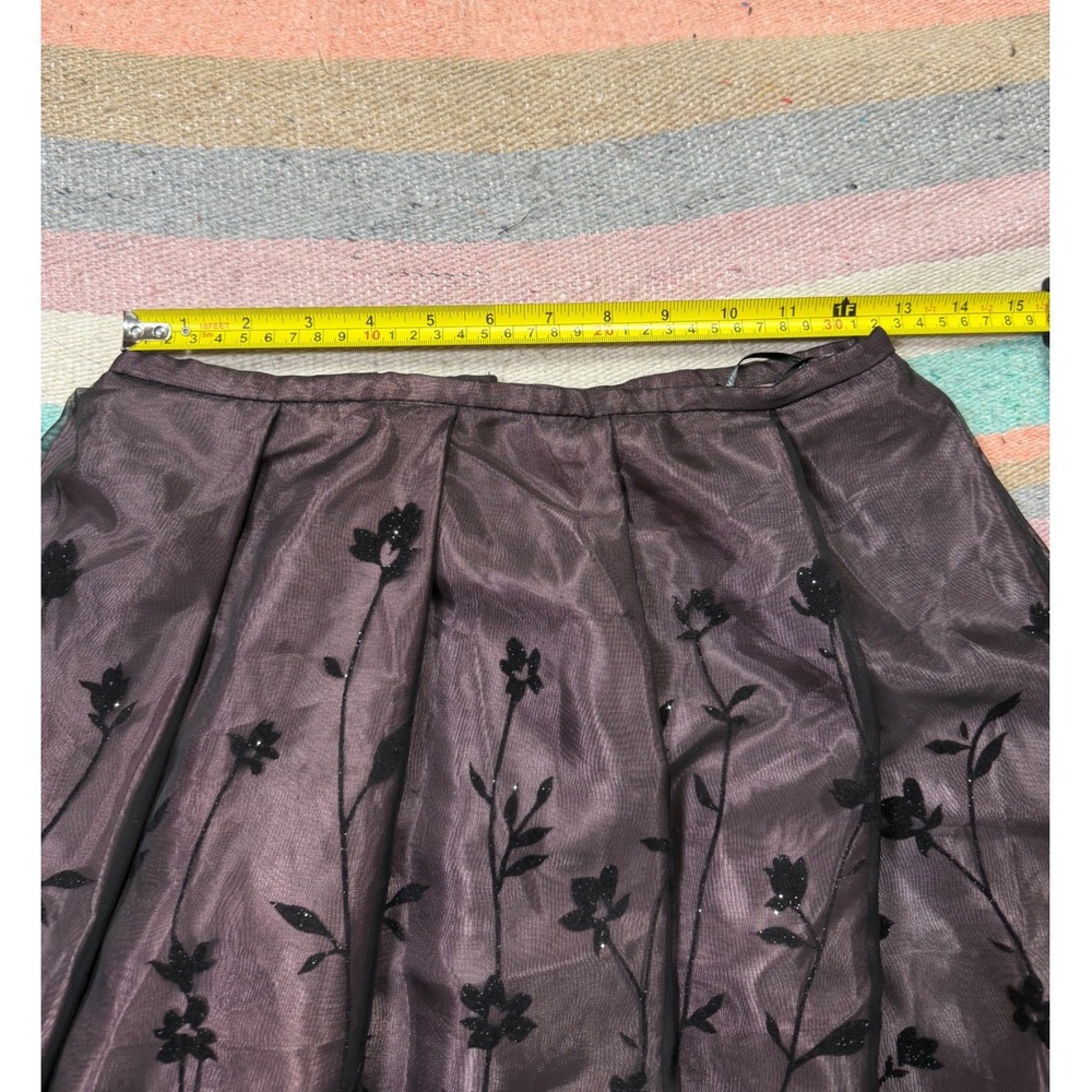 Vintage Night Way Formal Maxi Skirt Sz10 Black Floral Flocked Mesh Gothic Prom - Picture 6 of 7